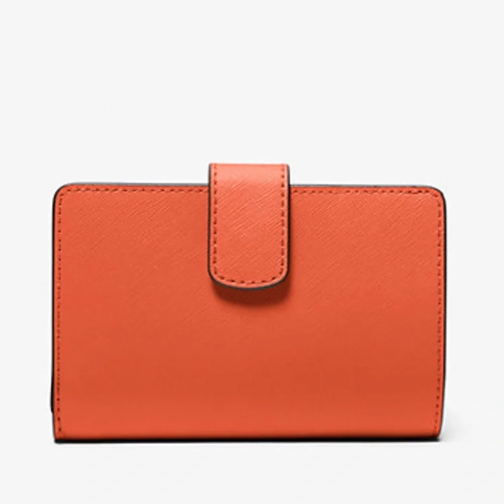 Michael Medium Crossgrain Leather Bifold Wallet Red Clay  NWT